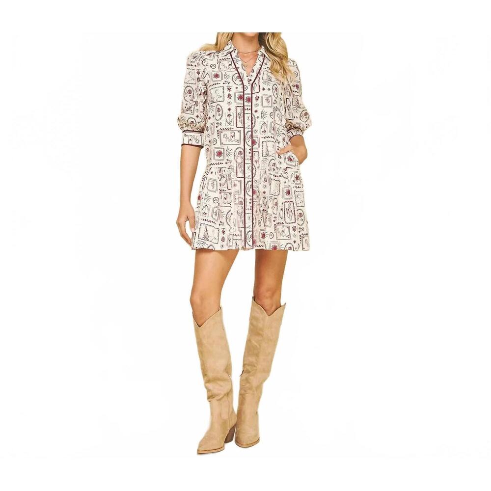 NEW PINCH emmelyn mini dress in cream/red